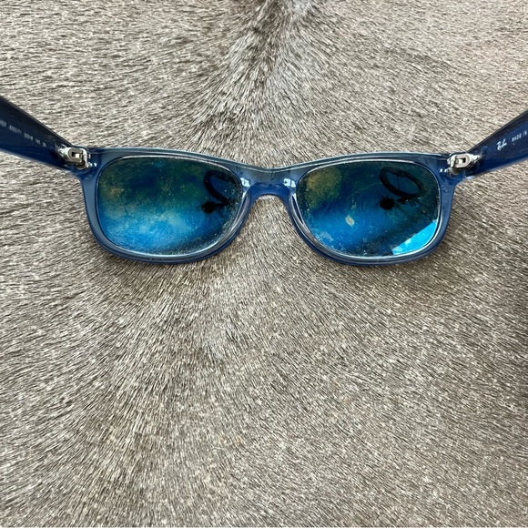 Ray-Ban New Wayfarer Men's Matte Blue Mirrored  Sunglasses RB-2132 - 6053/71 - Picture 4 of 7